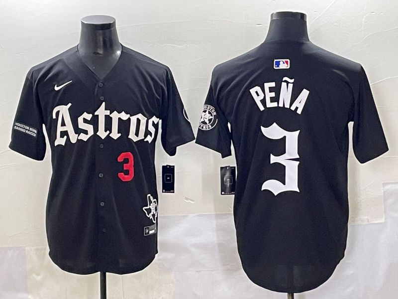 Men 2025 Houston Astros #3 Pena Black Five generations Joint Name Nike MLB Jersey style 6->houston astros->MLB Jersey